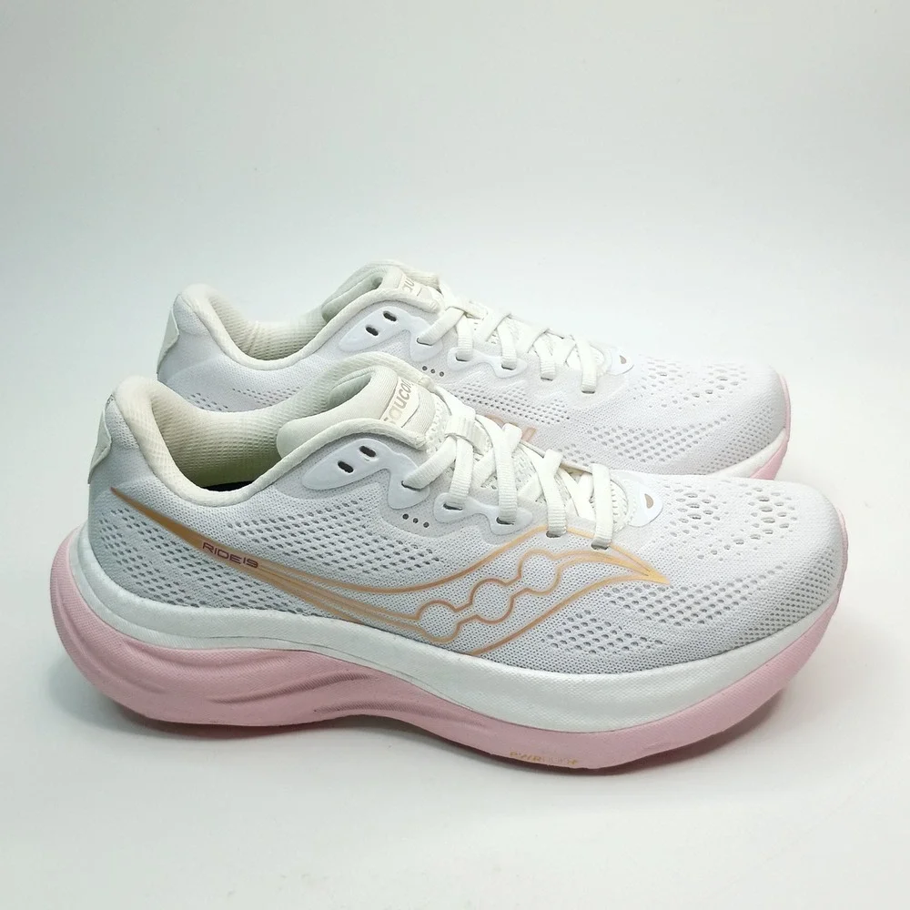 Saucony Ride 15 Running Shoes Women Size 8 White Pink Mesh S11055-151